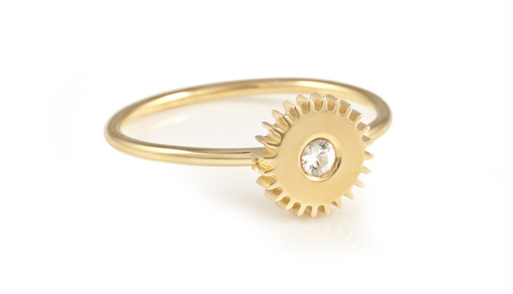 Clarice Price Thomas medium cog ring gold white sapphire