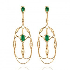 fernando jorge fluid diamond emerald cross earrings
