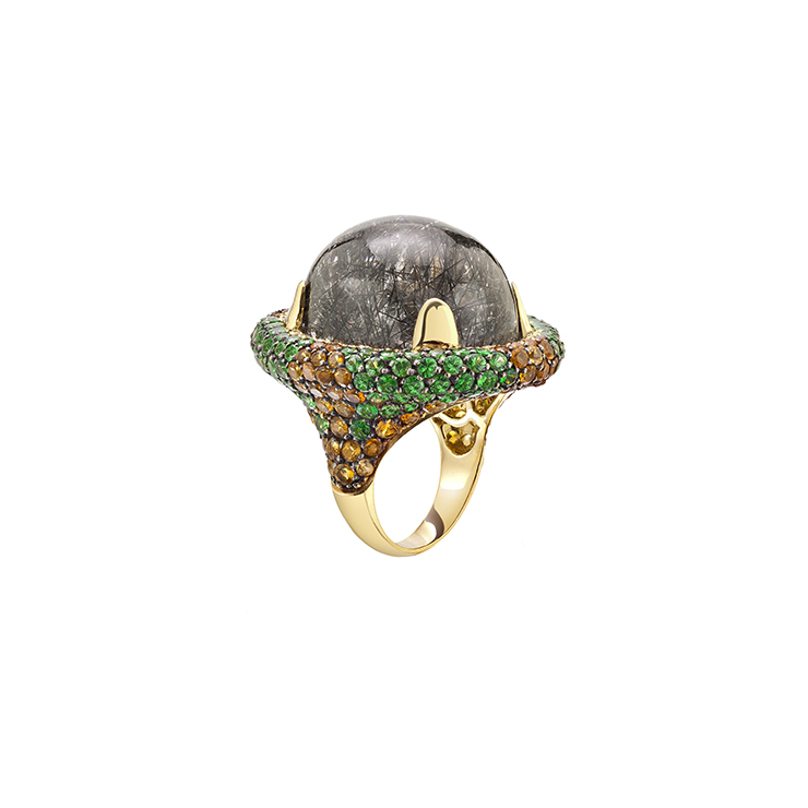 Niquesa Fine Jewellery - Venice 'Bauta' Black Rutile Ring-sml