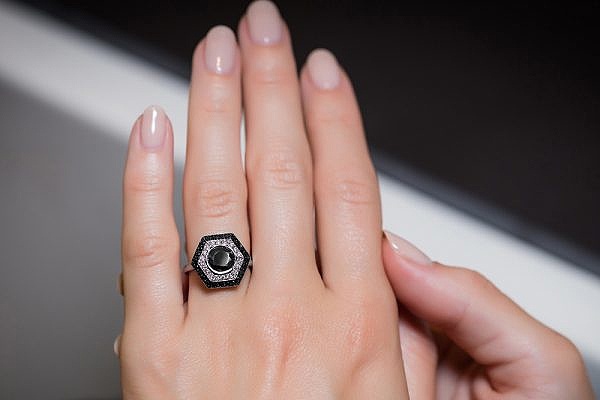 bespoke black diamond engagement ring
