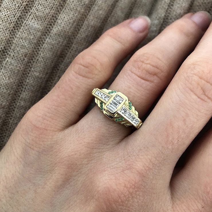 bespoke art deco yellow gold engagement ring