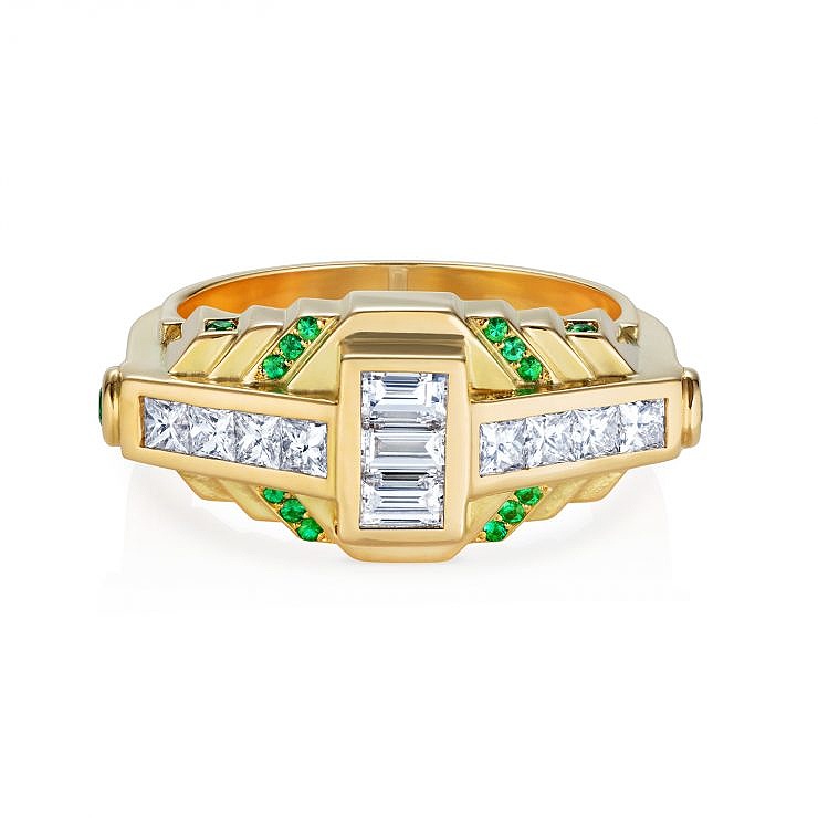 bespoke art deco yellow gold engagement ring
