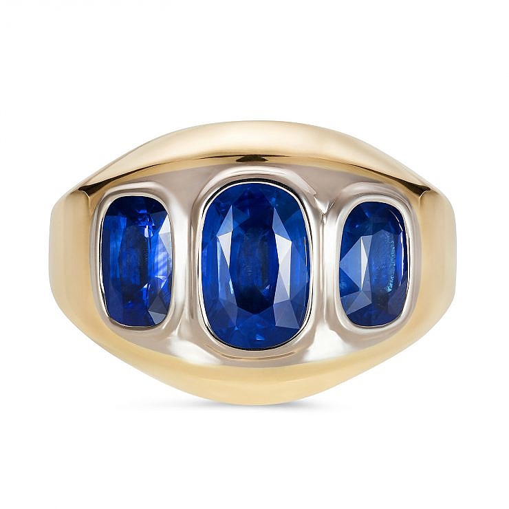 bespoke sapphire trilogy engagement ring